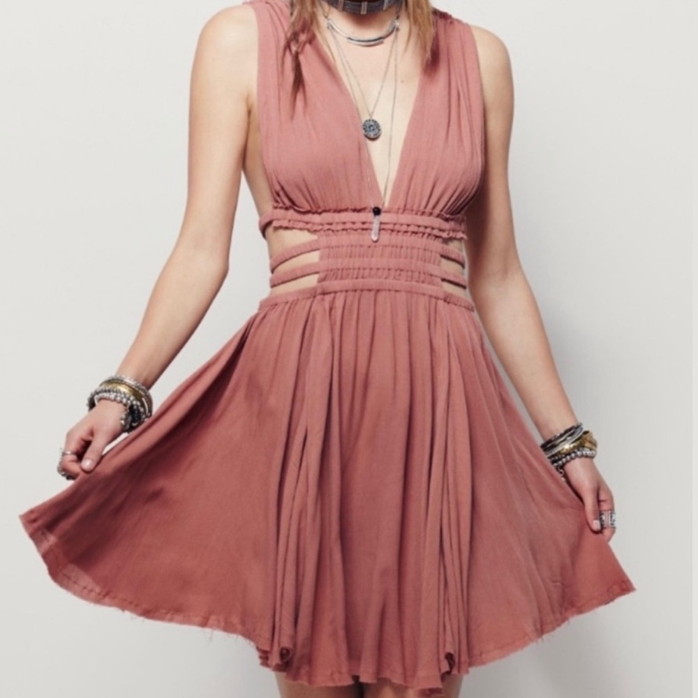 free people mauve/blush dress cut outs